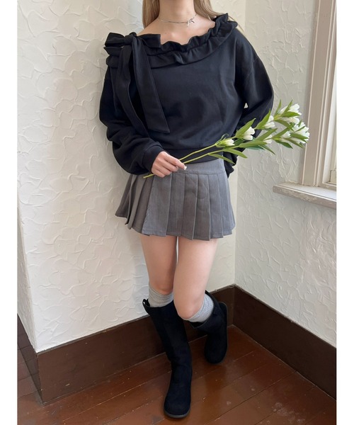 PHILLY（フィリー）の「《秋冬新作★》ビッグリボンワンショルスウェット（スウェット・レディース・ブラック/ホワイト/グレー・FREE）」の13枚目の写真