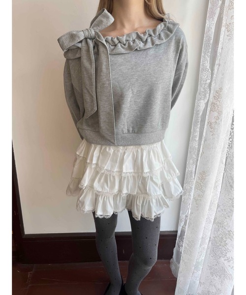 PHILLY（フィリー）の「《秋冬新作★》ビッグリボンワンショルスウェット（スウェット・レディース・ブラック/ホワイト/グレー・FREE）」の16枚目の写真