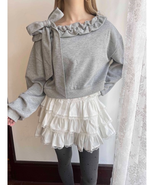 PHILLY（フィリー）の「《秋冬新作★》ビッグリボンワンショルスウェット（スウェット・レディース・ブラック/ホワイト/グレー・FREE）」の15枚目の写真