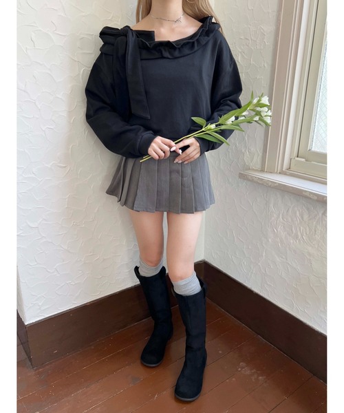 PHILLY（フィリー）の「《秋冬新作★》ビッグリボンワンショルスウェット（スウェット・レディース・ブラック/ホワイト/グレー・FREE）」の12枚目の写真