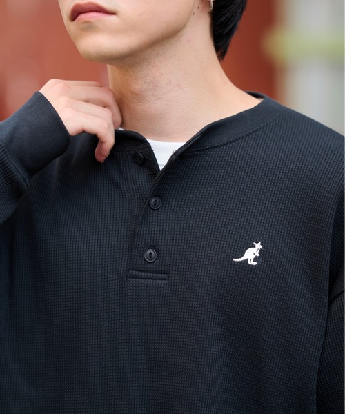 KANGOL(カンゴール)の「【KANGOL】別注ワッフルBIGロンT ヘンリーネック/バックロゴ(Tシャツ/カットソー・メンズ・その他1/その他2/アイボリー/ブラック・M/L/XL)」の14枚目の写真