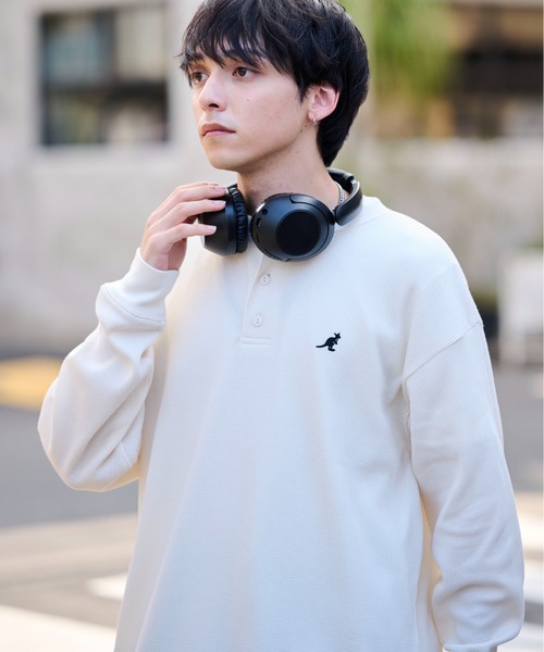 KANGOL(カンゴール)の「【KANGOL】別注ワッフルBIGロンT ヘンリーネック/バックロゴ(Tシャツ/カットソー・メンズ・その他1/その他2/アイボリー/ブラック・M/L/XL)」の17枚目の写真