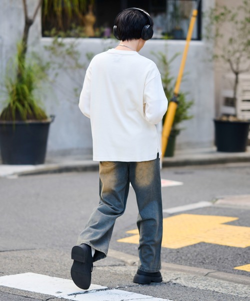 KANGOL(カンゴール)の「【KANGOL】別注ワッフルBIGロンT ヘンリーネック/バックロゴ(Tシャツ/カットソー・メンズ・その他1/その他2/アイボリー/ブラック・M/L/XL)」の5枚目の写真