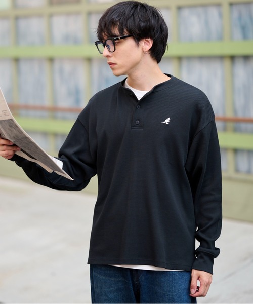KANGOL(カンゴール)の「【KANGOL】別注ワッフルBIGロンT ヘンリーネック/バックロゴ(Tシャツ/カットソー・メンズ・その他1/その他2/アイボリー/ブラック・M/L/XL)」の20枚目の写真