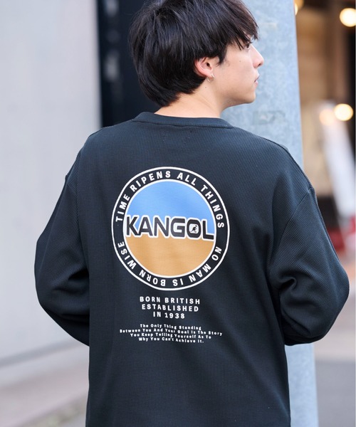 KANGOL(カンゴール)の「【KANGOL】別注ワッフルBIGロンT ヘンリーネック/バックロゴ(Tシャツ/カットソー・メンズ・その他1/その他2/アイボリー/ブラック・M/L/XL)」の10枚目の写真