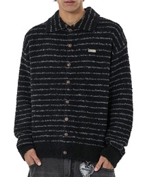 OY | 『OY/オーワイ』STRIPED BOUCLE COLLAR KNIT CARDIGAN/ブークレーストライプ ニットカーディガン(カーディガン/ボレロ)