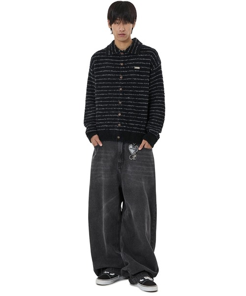 OY（オーワイ）の「『OY/オーワイ』STRIPED BOUCLE COLLAR KNIT CARDIGAN/ブークレーストライプ ニットカーディガン（カーディガン/ボレロ・レディース・アイボリー/ブラック・L/M）」の3枚目の写真