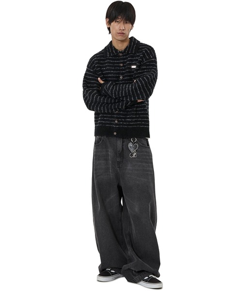 OY（オーワイ）の「『OY/オーワイ』STRIPED BOUCLE COLLAR KNIT CARDIGAN/ブークレーストライプ ニットカーディガン（カーディガン/ボレロ・レディース・アイボリー/ブラック・L/M）」の4枚目の写真