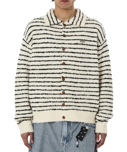 OY（オーワイ）の「『OY/オーワイ』STRIPED BOUCLE COLLAR KNIT CARDIGAN/ブークレーストライプ ニットカーディガン（カーディガン/ボレロ・レディース・アイボリー/ブラック・L/M）」の5枚目の写真