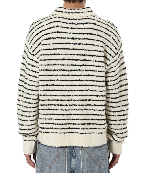 OY（オーワイ）の「『OY/オーワイ』STRIPED BOUCLE COLLAR KNIT CARDIGAN/ブークレーストライプ ニットカーディガン（カーディガン/ボレロ・レディース・アイボリー/ブラック・L/M）」の7枚目の写真