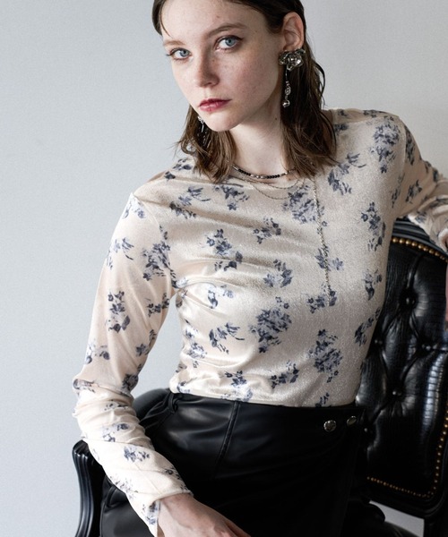 HARE（ハレ）の「2WAYフラワーガラベロアT(HARE)（Tシャツ/カットソー・レディース・ブルー/オレンジ/オフホワイト・FREE）」の9枚目の写真