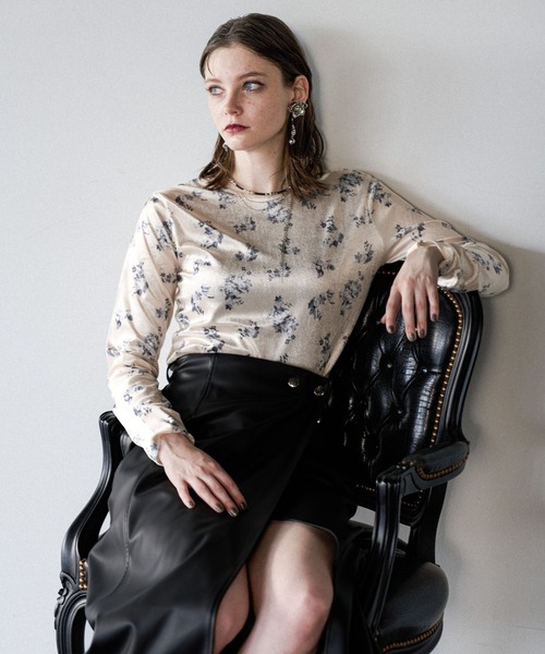 HARE（ハレ）の「2WAYフラワーガラベロアT(HARE)（Tシャツ/カットソー・レディース・ブルー/オレンジ/オフホワイト・FREE）」の11枚目の写真