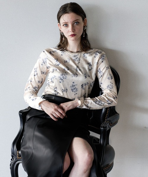 HARE（ハレ）の「2WAYフラワーガラベロアT(HARE)（Tシャツ/カットソー・レディース・ブルー/オレンジ/オフホワイト・FREE）」の12枚目の写真