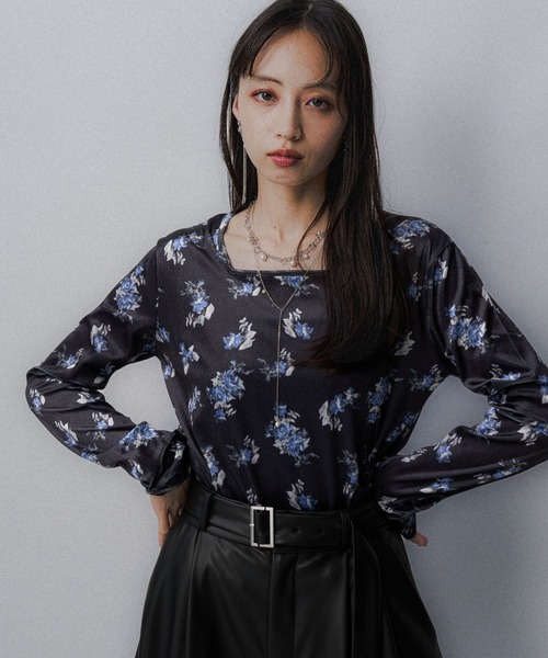 HARE（ハレ）の「2WAYフラワーガラベロアT(HARE)（Tシャツ/カットソー・レディース・ブルー/オレンジ/オフホワイト・FREE）」の17枚目の写真