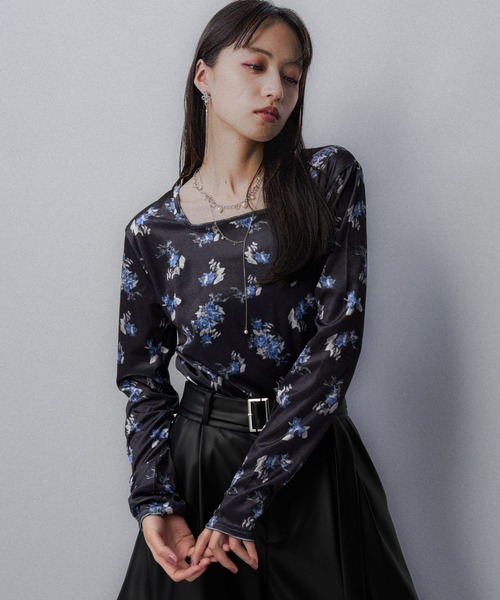 HARE（ハレ）の「2WAYフラワーガラベロアT(HARE)（Tシャツ/カットソー・レディース・ブルー/オレンジ/オフホワイト・FREE）」の18枚目の写真