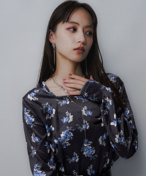 HARE（ハレ）の「2WAYフラワーガラベロアT(HARE)（Tシャツ/カットソー・レディース・ブルー/オレンジ/オフホワイト・FREE）」の19枚目の写真