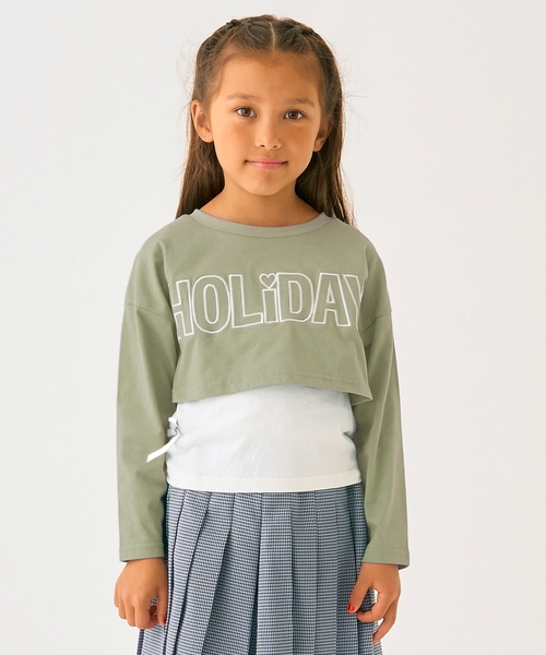 minimal（ミニマル）の「重ね着Tシャツ（Tシャツ/カットソー・キッズ・ライトカーキ/ピンク/ブラック・130cm/90cm/140cm/100cm/110cm/120cm）」の2枚目の写真