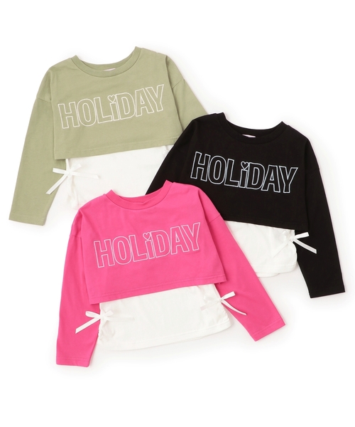 minimal（ミニマル）の「重ね着Tシャツ（Tシャツ/カットソー・キッズ・ライトカーキ/ピンク/ブラック・130cm/90cm/140cm/100cm/110cm/120cm）」の11枚目の写真