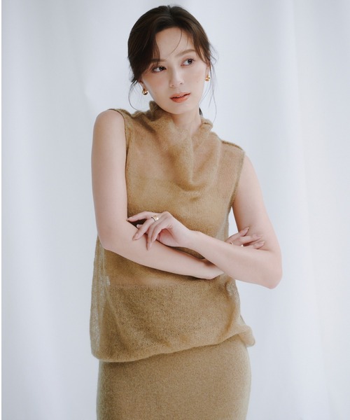 モヘアドレープニットトップス（ニット/セーター）｜anuans（ア