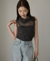 モヘアドレープニットトップス