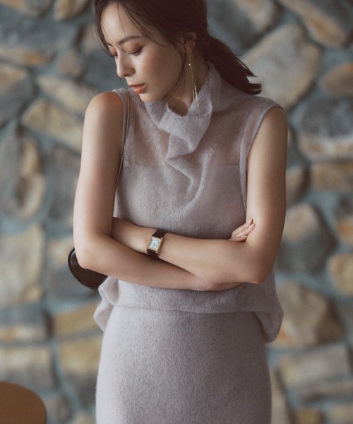 新品未使用品　アニュアンス　モヘアドレープニットトップス　ピンク 新品未使用品 アニュアンス モヘアドレープニットトップス