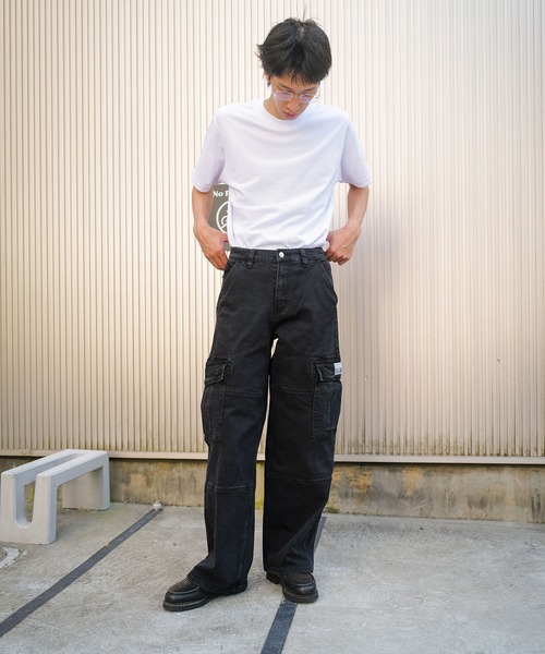 PRO CLUB （プロクラブ）の「【PROCLUB/プロクラブ】 ヘビーオンスデニムカーゴパンツ PRO CLUB DENIM CARGO BAGGY PANTS デニム カーゴ バギーパンツ PROCLUB デニムカーゴパンツ ストリート ミリタリー ジーンズ メンズ ワイドパンツ バギー ルーズフィット 32PC0606（カーゴパンツ・メンズ・ブラック/スカイブルー・32inch/30inch/36inch/34inch）」の18枚目の写真