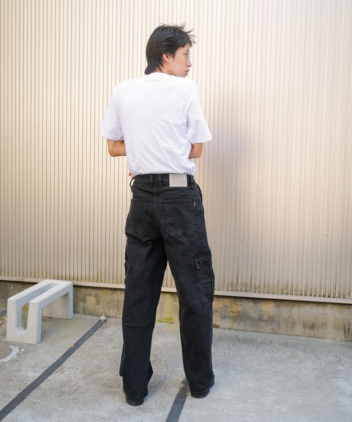 PRO CLUB （プロクラブ）の「【PROCLUB/プロクラブ】 ヘビーオンスデニムカーゴパンツ PRO CLUB DENIM CARGO BAGGY PANTS デニム カーゴ バギーパンツ PROCLUB デニムカーゴパンツ ストリート ミリタリー ジーンズ メンズ ワイドパンツ バギー ルーズフィット 32PC0606（カーゴパンツ・メンズ・ブラック/スカイブルー・32inch/30inch/36inch/34inch）」の4枚目の写真