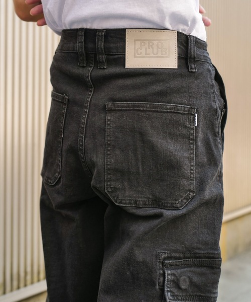 PRO CLUB （プロクラブ）の「【PROCLUB/プロクラブ】 ヘビーオンスデニムカーゴパンツ PRO CLUB DENIM CARGO BAGGY PANTS デニム カーゴ バギーパンツ PROCLUB デニムカーゴパンツ ストリート ミリタリー ジーンズ メンズ ワイドパンツ バギー ルーズフィット 32PC0606（カーゴパンツ・メンズ・ブラック/スカイブルー・32inch/30inch/36inch/34inch）」の6枚目の写真