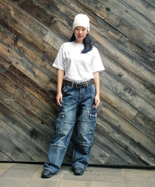 PRO CLUB （プロクラブ）の「【PROCLUB/プロクラブ】 ヘビーオンスデニムカーゴパンツ PRO CLUB DENIM CARGO BAGGY PANTS デニム カーゴ バギーパンツ PROCLUB デニムカーゴパンツ ストリート ミリタリー ジーンズ メンズ ワイドパンツ バギー ルーズフィット 32PC0606（カーゴパンツ・メンズ・ブラック/スカイブルー・32inch/30inch/36inch/34inch）」の9枚目の写真