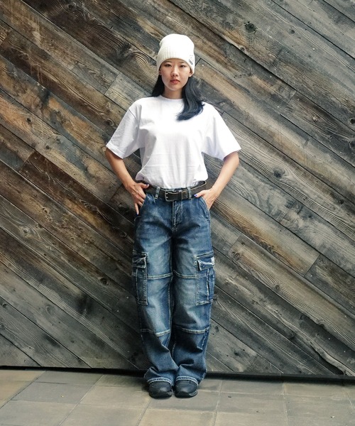 PRO CLUB （プロクラブ）の「【PROCLUB/プロクラブ】 ヘビーオンスデニムカーゴパンツ PRO CLUB DENIM CARGO BAGGY PANTS デニム カーゴ バギーパンツ PROCLUB デニムカーゴパンツ ストリート ミリタリー ジーンズ メンズ ワイドパンツ バギー ルーズフィット 32PC0606（カーゴパンツ・メンズ・ブラック/スカイブルー・32inch/30inch/36inch/34inch）」の10枚目の写真