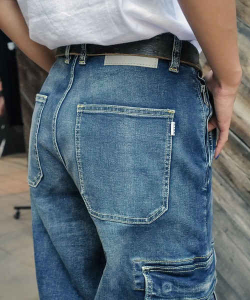 PRO CLUB （プロクラブ）の「【PROCLUB/プロクラブ】 ヘビーオンスデニムカーゴパンツ PRO CLUB DENIM CARGO BAGGY PANTS デニム カーゴ バギーパンツ PROCLUB デニムカーゴパンツ ストリート ミリタリー ジーンズ メンズ ワイドパンツ バギー ルーズフィット 32PC0606（カーゴパンツ・メンズ・ブラック/スカイブルー・32inch/30inch/36inch/34inch）」の13枚目の写真