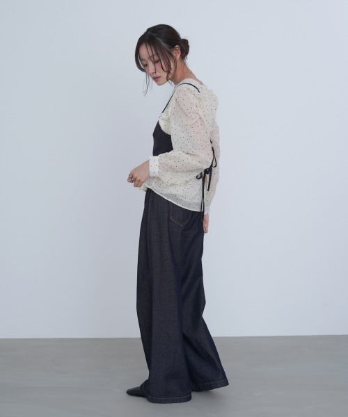 Bab（バブ）の「ビスチェSETドットブラウス（シャツ/ブラウス・レディース・ブラック/グレイッシュベージュ/アイボリー・M）」の13枚目の写真