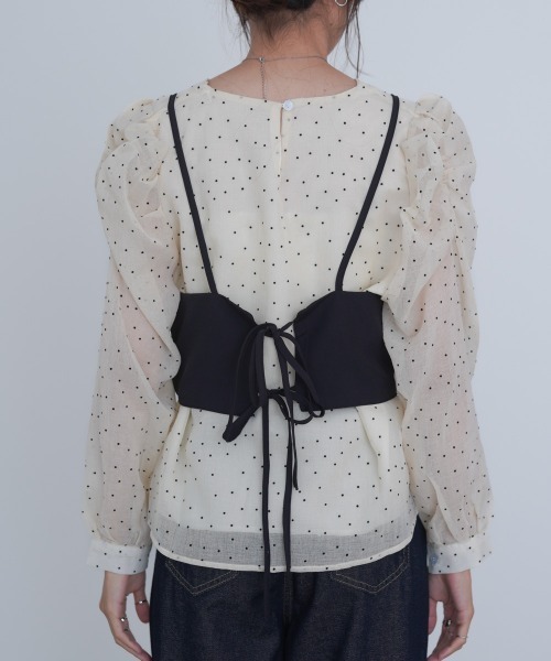 Bab（バブ）の「ビスチェSETドットブラウス（シャツ/ブラウス・レディース・ブラック/グレイッシュベージュ/アイボリー・M）」の12枚目の写真
