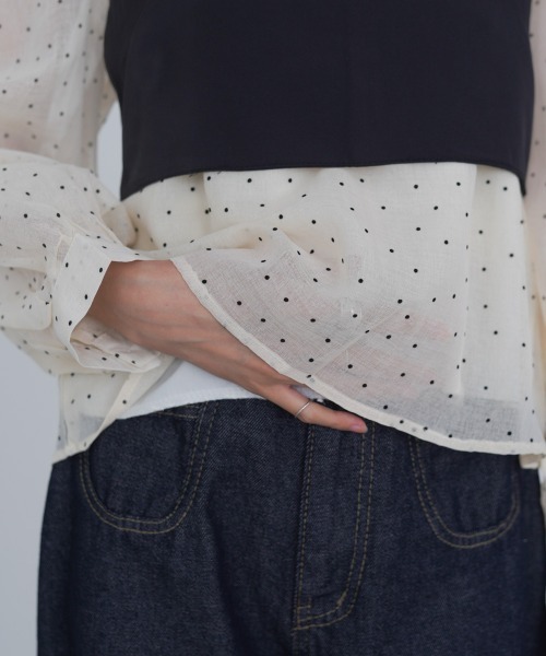 Bab（バブ）の「ビスチェSETドットブラウス（シャツ/ブラウス・レディース・ブラック/グレイッシュベージュ/アイボリー・M）」の22枚目の写真