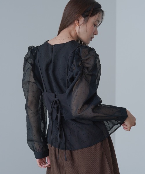 Bab（バブ）の「ビスチェSETドットブラウス（シャツ/ブラウス・レディース・ブラック/グレイッシュベージュ/アイボリー・M）」の14枚目の写真