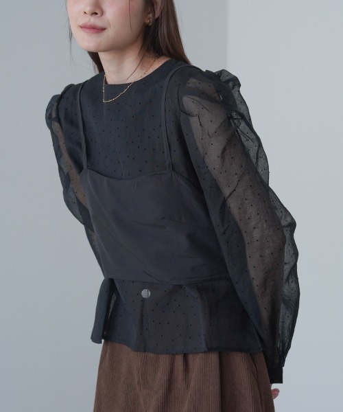 Bab（バブ）の「ビスチェSETドットブラウス（シャツ/ブラウス・レディース・ブラック/グレイッシュベージュ/アイボリー・M）」の18枚目の写真