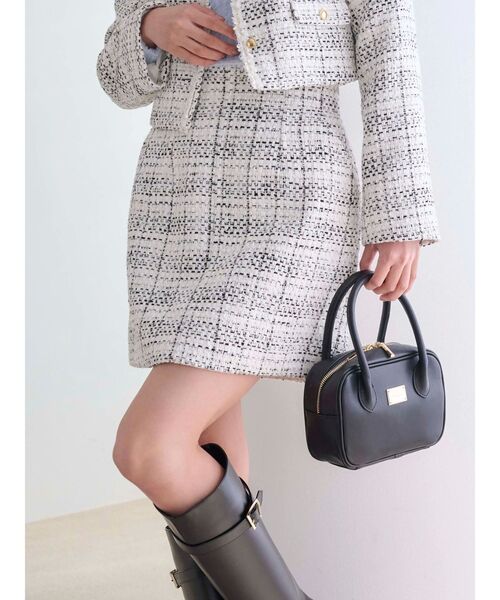 MERCURYDUO（マーキュリーデュオ）の「オリジナルツイード台形ミニスカート（スカート・レディース・オフホワイト/ブラック・MEDIUM/SMALL）」の2枚目の写真