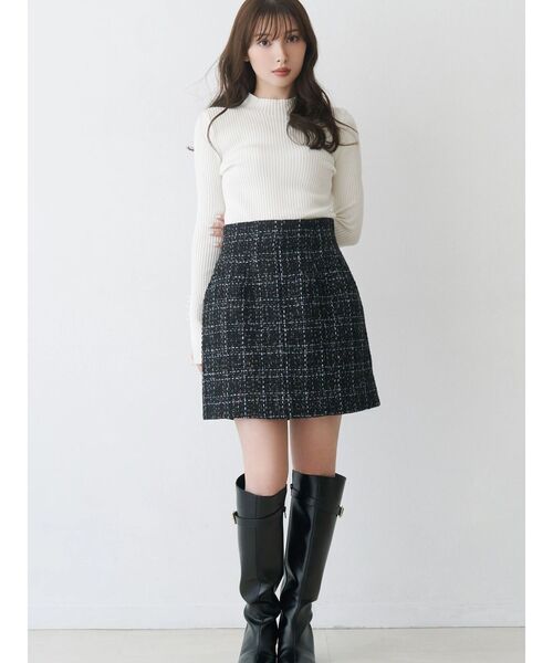 MERCURYDUO（マーキュリーデュオ）の「オリジナルツイード台形ミニスカート（スカート・レディース・オフホワイト/ブラック・MEDIUM/SMALL）」の8枚目の写真