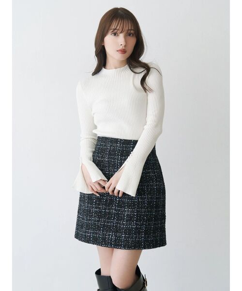 MERCURYDUO（マーキュリーデュオ）の「オリジナルツイード台形ミニスカート（スカート・レディース・オフホワイト/ブラック・MEDIUM/SMALL）」の10枚目の写真