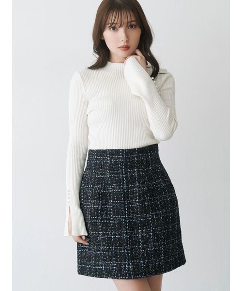 MERCURYDUO（マーキュリーデュオ）の「オリジナルツイード台形ミニスカート（スカート・レディース・オフホワイト/ブラック・MEDIUM/SMALL）」の11枚目の写真