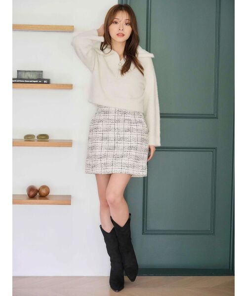 MERCURYDUO（マーキュリーデュオ）の「オリジナルツイード台形ミニスカート（スカート・レディース・オフホワイト/ブラック・MEDIUM/SMALL）」の17枚目の写真