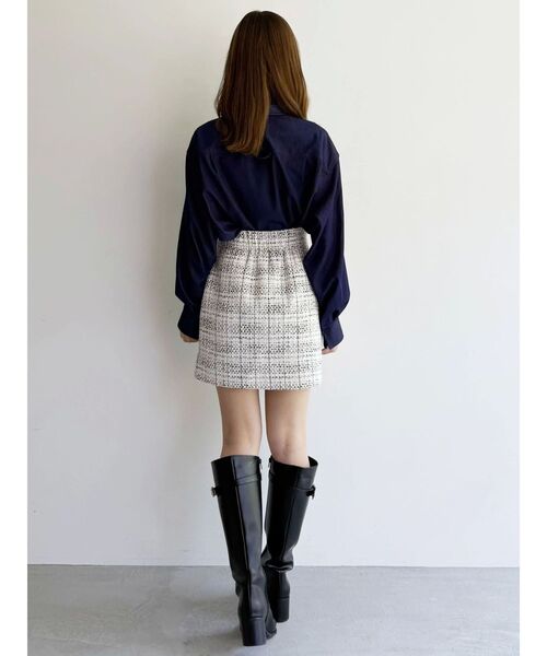 MERCURYDUO（マーキュリーデュオ）の「オリジナルツイード台形ミニスカート（スカート・レディース・オフホワイト/ブラック・MEDIUM/SMALL）」の21枚目の写真