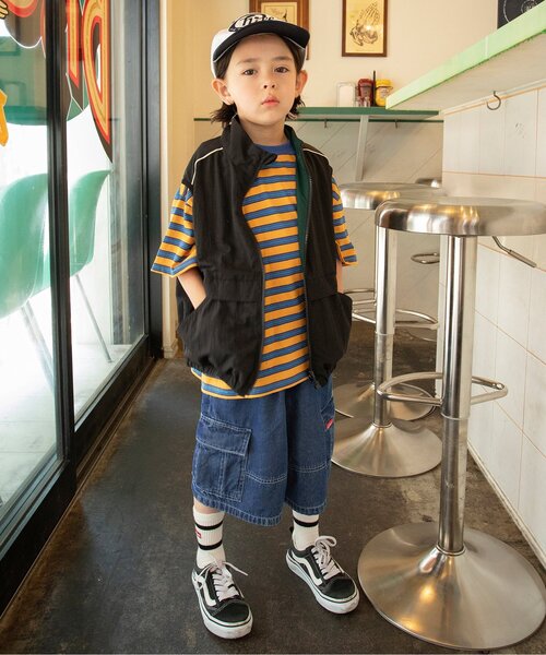 BREEZE（ブリーズ）の「【ジュニア対応】ルーズカーゴハーフパンツ(セットアップ可)（カーゴパンツ・キッズ・ブルー/ベージュ/ブラック・140/150/160/110/90/100/120/130）」の21枚目の写真