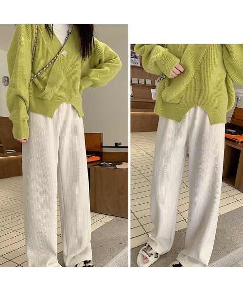 shoppinggo(ショッピングゴー)の「ワイドパンツ レディース 裏起毛パンツ 美脚効果 ズボン ゆったり リラックスパンツ(その他パンツ・レディース・ベージュ/ブラック・FREE)」の8枚目の写真