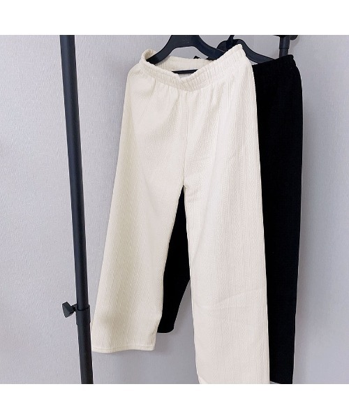 shoppinggo(ショッピングゴー)の「ワイドパンツ レディース 裏起毛パンツ 美脚効果 ズボン ゆったり リラックスパンツ(その他パンツ・レディース・ベージュ/ブラック・FREE)」の3枚目の写真