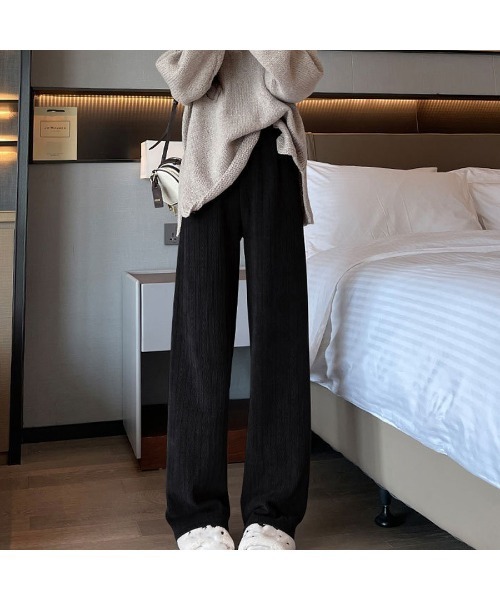shoppinggo(ショッピングゴー)の「ワイドパンツ レディース 裏起毛パンツ 美脚効果 ズボン ゆったり リラックスパンツ(その他パンツ・レディース・ベージュ/ブラック・FREE)」の16枚目の写真