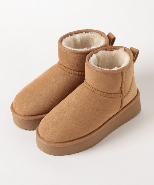 LAKOLE（ラコレ）の「アンクルフェイクムートンブーツ / 581075（ブーツ・レディース・ブラック/ベージュ/ブラウン・MEDIUM/LARGE）」の6枚目の写真