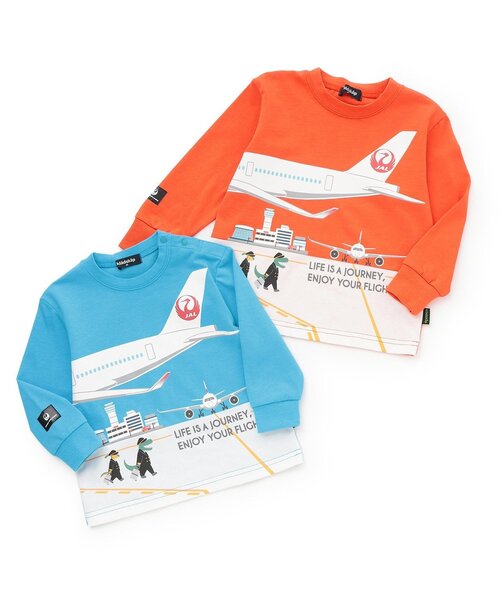 kladskap（クレードスコープ）の「【JAL】切替長袖Tシャツ（Tシャツ/カットソー・キッズ・サックスブルー/オレンジ・90cm/110cm/100cm/120cm/130cm）」の9枚目の写真