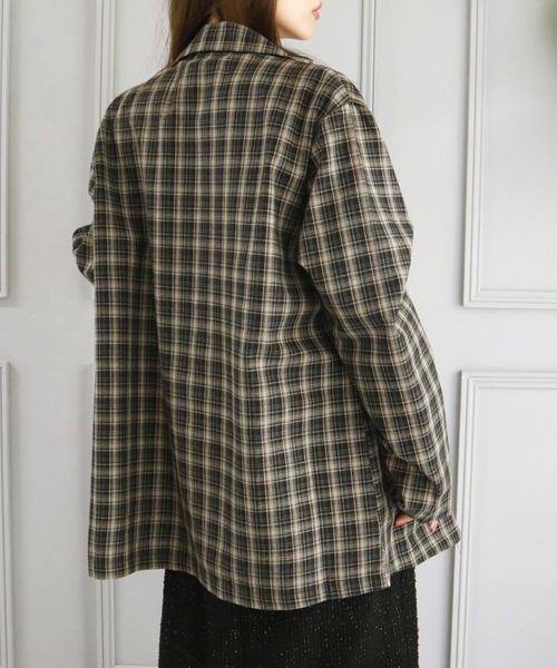CECIL McBEE（セシルマクビー）の「チェック柄シングルジャケット（テーラードジャケット・レディース・ブラウン/ブラック・MEDIUM/LARGE）」の6枚目の写真