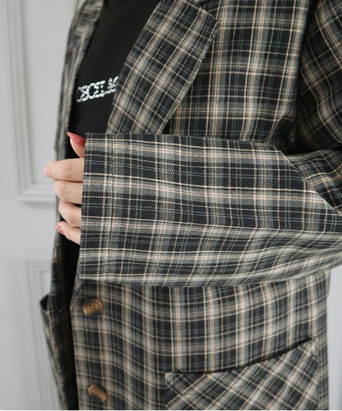 CECIL McBEE（セシルマクビー）の「チェック柄シングルジャケット（テーラードジャケット・レディース・ブラウン/ブラック・MEDIUM/LARGE）」の9枚目の写真